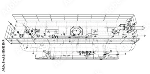 Industrial Tank Blueprint. Vector