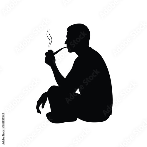 Man smoking pipe silhouette