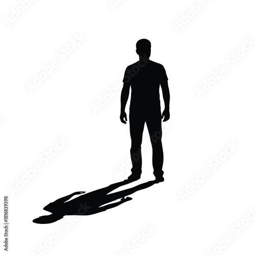 Man standing with long shadow silhouette