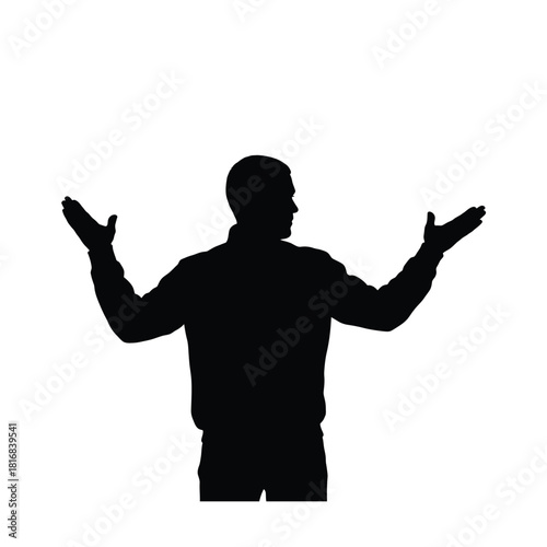 Man with open arms silhouette