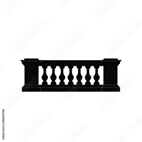 Ornate balustrade architectural element silhouette