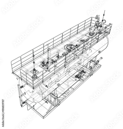 Industrial Platform Blueprint. Vector