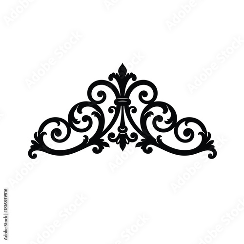 Ornate black scrollwork decorative element silhouette