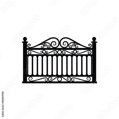 Ornate black wrought iron gate silhouette