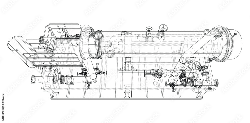 Fototapeta premium Industrial Equipment Blueprint. Vector