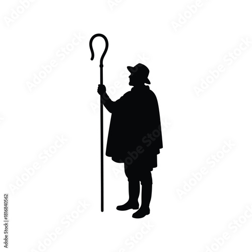 Shepherd with crook silhouette