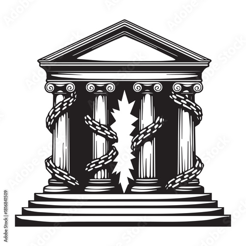 Freedom and human dignity illustration collection — anti-trafficking, child labour prevention, broken chain flat solid-color vectors