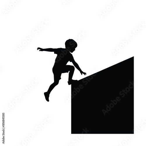 Young boy parkour jump silhouette