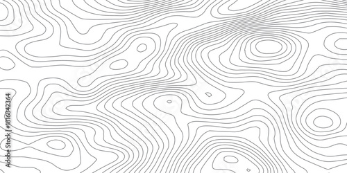 Smooth Curved Topography Lines. Abstract Elevation Contour Background Vector.