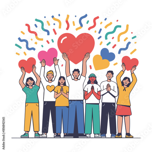 Volunteer appreciation and inclusive community vector pack — youth events, senior helpers, eco cleanup, online volunteering, and thank you celebration