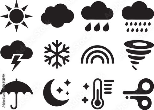 Weather forecast icons for app or graphic design