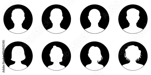 gray avatar male female icon set