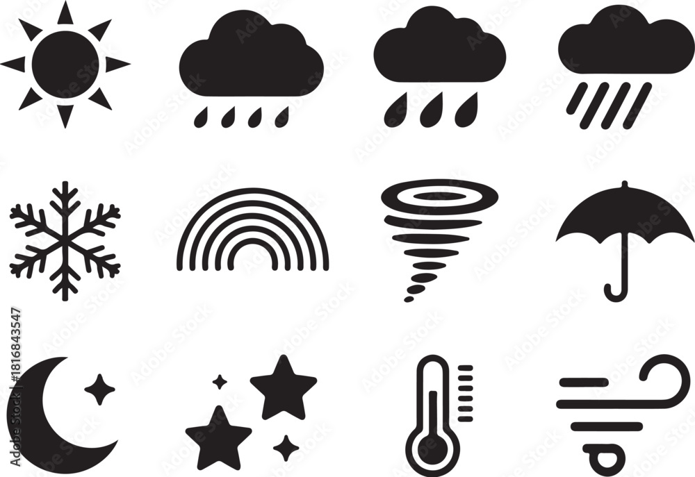 Obraz premium Weather icon set forecast sun rain snow climate