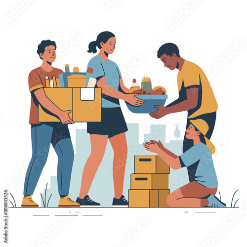 Volunteer appreciation and inclusive community vector pack — youth events, senior helpers, eco cleanup, online volunteering, and thank you celebration