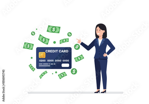 credit card, rewards, cashback, money, finance, businesswoman, banking, payment, financial success, earning, business, dollar, cash, woman, professional, transaction, purchase, income, savings, wealth