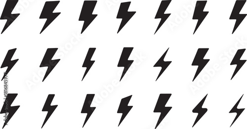Black lightning bolt icons arranged in a grid thunderbolt