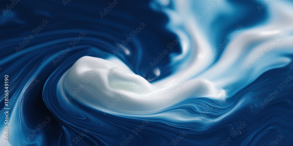 Obraz premium Abstract swirling blue and white liquid pattern in motion