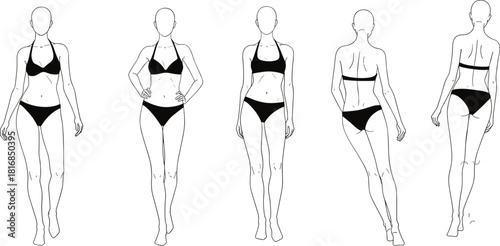 Here are the title and keywords optimized for Adobe Stock SEO for the fashion croquis illustration, strictly adhering to your constraints.