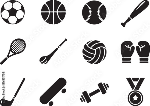 Collection of sports equipment for fitness and fun
