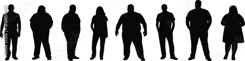 PrintSilhouette set of diverse standing people featuring various body shapes, poses, and casual stances for design projects, illustrations, presentations, advertising, and creative visual concepts.