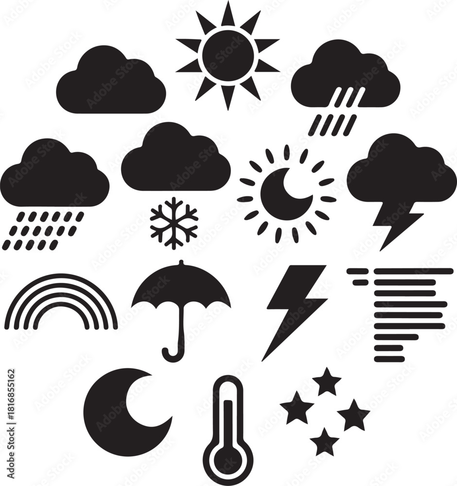 Naklejka premium Weather forecast icons representing all seasons