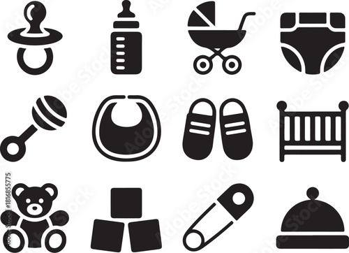 Adorable baby icons for nursery decor projects