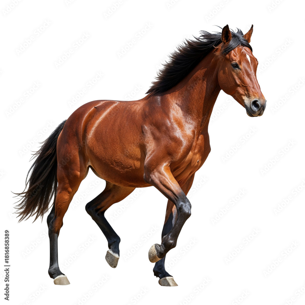 Naklejka premium Brown horse running gallop isolated on transparent background
