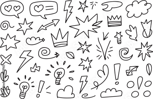 Fun doodle elements for your designs, black lines