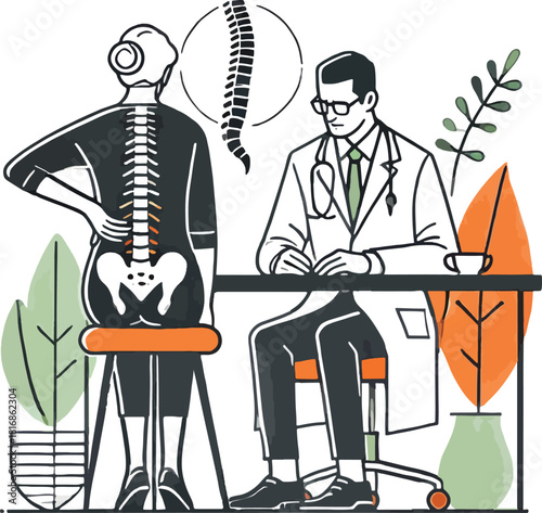 An orthopedic  doctor chacking a patient of bones. 