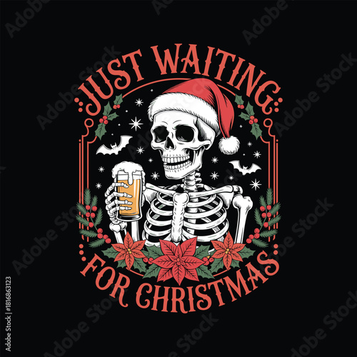Skeleton Santa Just Waiting for Christmas