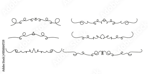 Set of Vintage decorative lines. text dividers. Line border. Lines separators, Borders, Set of various doodle style line dividers and arrow icons for design