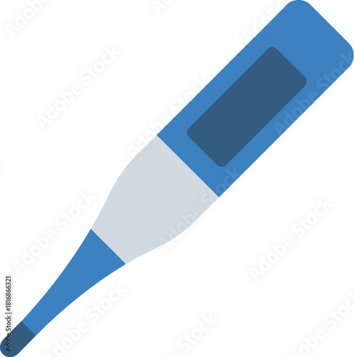 Digital thermometer displaying ninety eight point six degrees fahrenheit isolated graphic on transparent background