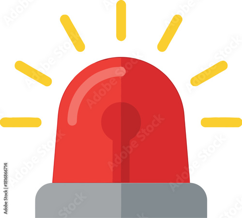 A vibrant red emergency siren with yellow flashing lights a vector illustration on transparent background