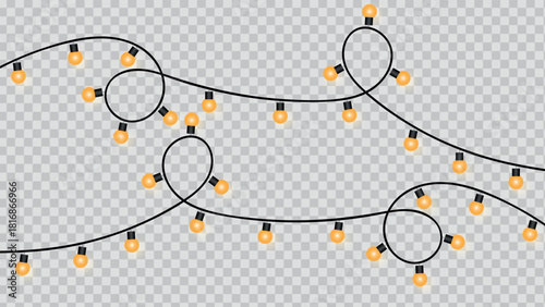 String lights holiday party decoration illustration isolated on transparent background