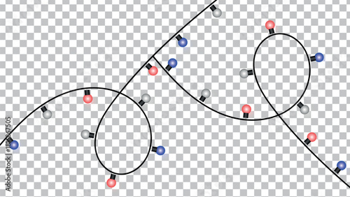 Festive colorful christmas light bulb illustration isolated on transparent background