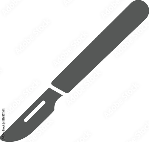 A simple black scalpel icon flat design medical tool illustration on transparent background