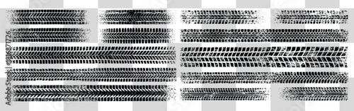 Tire track patterns in black and white create a dynamic texture for automotive and design projects