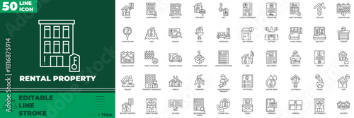 Rental Property Line Editable Icons set