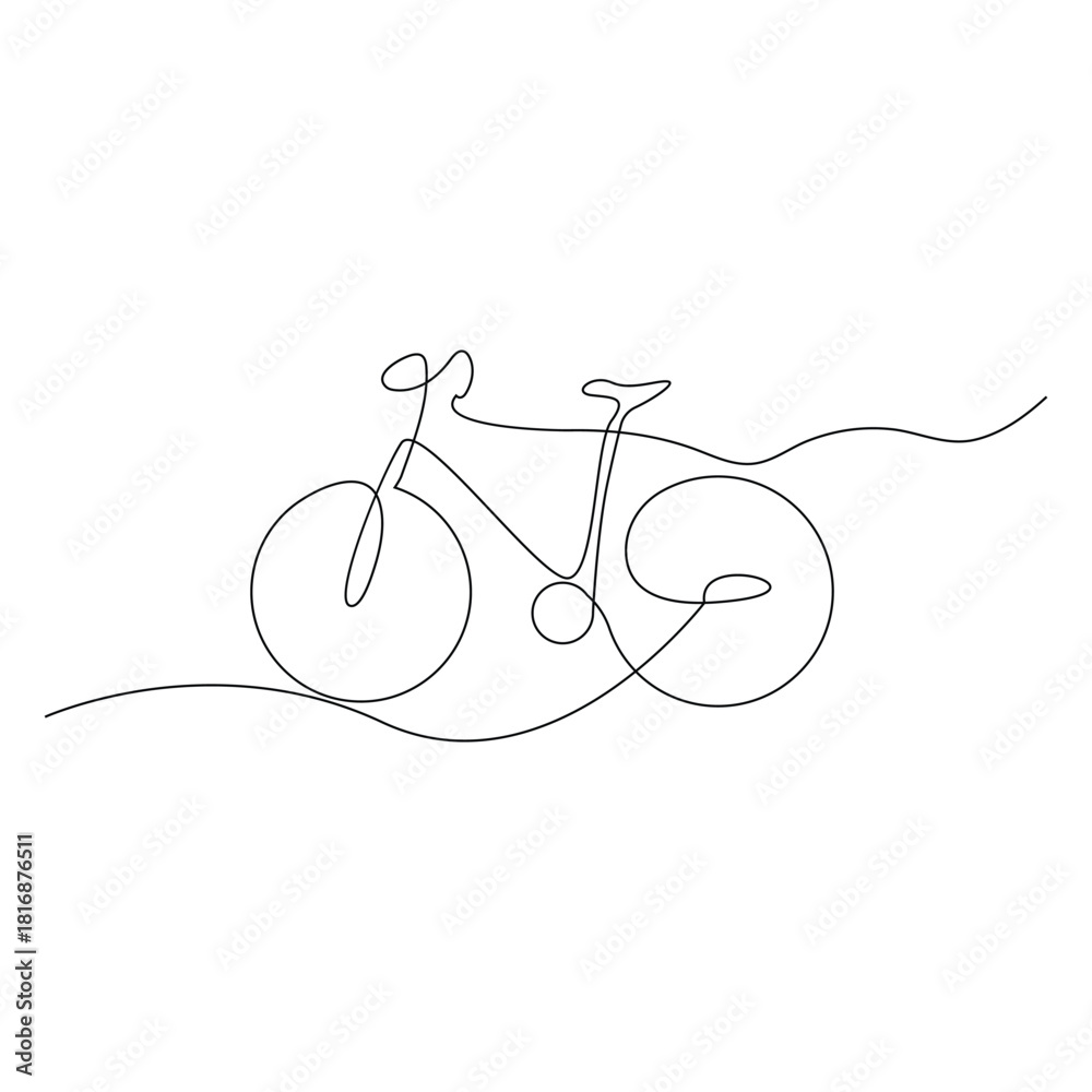 Obraz premium Bicycle One Line Drawing Minimalist Continuous Line Bike Illustration Art