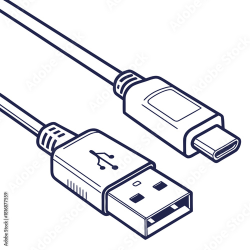 Usb type a to usb type c cable illustration