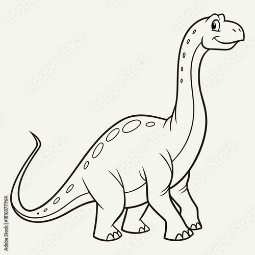 Cute cartoon brontosaurus dinosaur outline