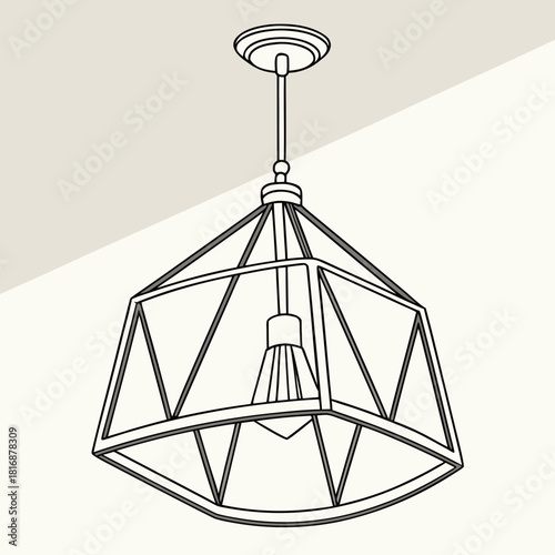 Geometric cage pendant light fixture illustration
