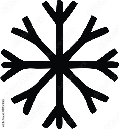 Stylized black snowflake icon representing winter and cold weather