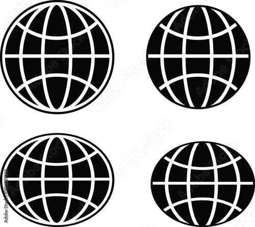 Photos Silhouette globe symbol showing different styles including circular and oval sha