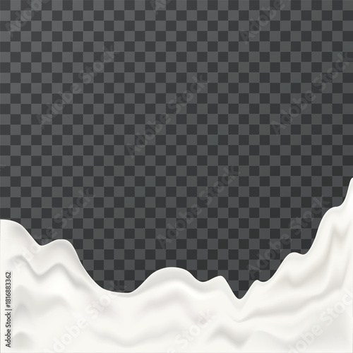 Liquid, cream. Cream drops. Realistic melted milky white elements.