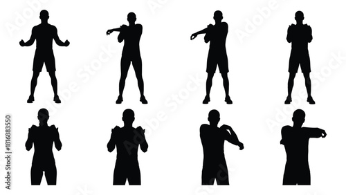 Diverse fitness silhouettes isolated on white background, Vector
