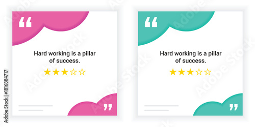 Motivational Quote Social Media Posts with 3-Star Rating. Infographic Template, positive feedback.