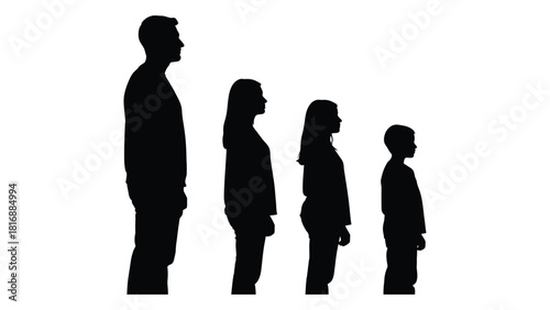 Family growth silhouettes isolated on white background, Vector