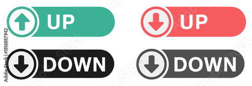 up down arrow button icon set
