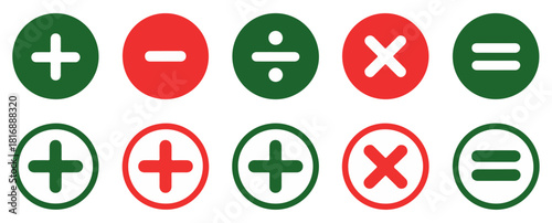 plus minus math symbol icon set